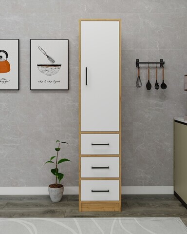 Dulap multifunctional, Hanah Home, Modera, 40x181.8x40 cm, PAL, Stejar Safir / Alb
