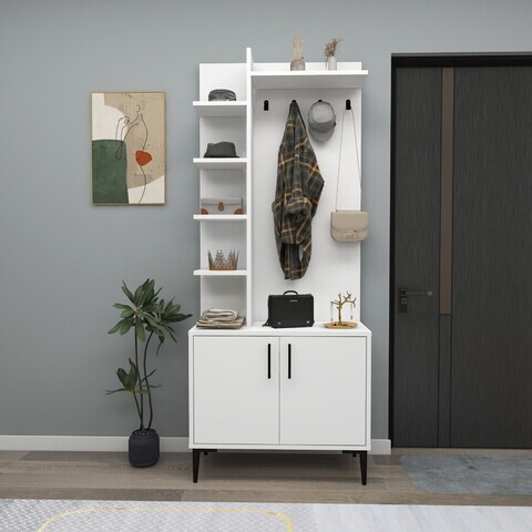 Cuier de perete, Hanah Home, Julendor, 74.4x182.8x35 cm, PAL, Alb