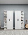 Dulap pentru haine, Hanah Home, Linda Luses, 180x181.8x50 cm, PAL, Alb