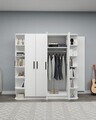 Dulap pentru haine, Hanah Home, Linda Luses, 180x181.8x50 cm, PAL, Alb