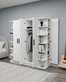 Dulap pentru haine, Hanah Home, Linda Luses, 180x181.8x50 cm, PAL, Alb