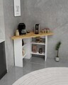Masa de bucatarie, Hanah Home, Corner, 80x73.8x80 cm, PAL, Stejar Safir / Alb