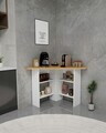 Masa de bucatarie, Hanah Home, Corner, 80x73.8x80 cm, PAL, Stejar Safir / Alb