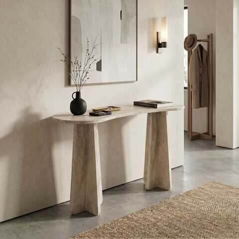 Consola, Hanah Home, Zen, 120x75x35 cm, PAL, Travertin