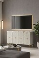 Consola, Hanah Home, Alfa 120, 120x75x32 cm, PAL, White / Travertine / Gold