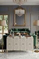 Consola, Hanah Home, Alfa 120, 120x75x32 cm, PAL, White / Travertine / Gold