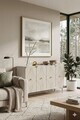 Consola, Hanah Home, Alfa 120, 120x75x32 cm, PAL, White / Travertine / Silver