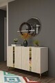 Consola, Hanah Home, Anka 120, 120x75x32 cm, PAL, White / Travertine / Gold
