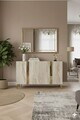 Consola, Hanah Home, Anka 120, 120x75x32 cm, PAL, White / Travertine / Gold