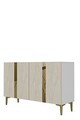 Consola, Hanah Home, Anka 120, 120x75x32 cm, PAL, White / Travertine / Gold