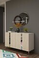 Consola, Hanah Home, Anka 120, 120x75x32 cm, PAL, White / Travertine / Silver