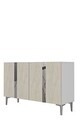 Consola, Hanah Home, Anka 120, 120x75x32 cm, PAL, White / Travertine / Silver
