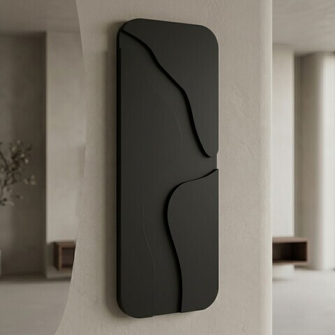 Tablou decorativ, Aterna Black, MDF, Dimensiune: 24 x 68 cm, Negru