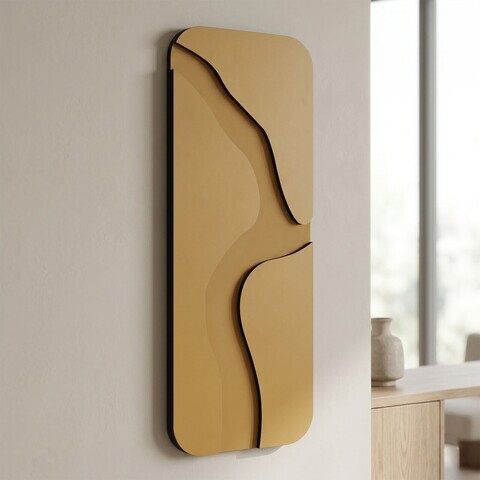 Tablou decorativ, Aterna Gold, MDF, Dimensiune: 24 x 68 cm, Auriu