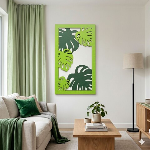 Tablou decorativ, Verde, MDF, Dimensiuni: 40 x 68 cm, Multicolor