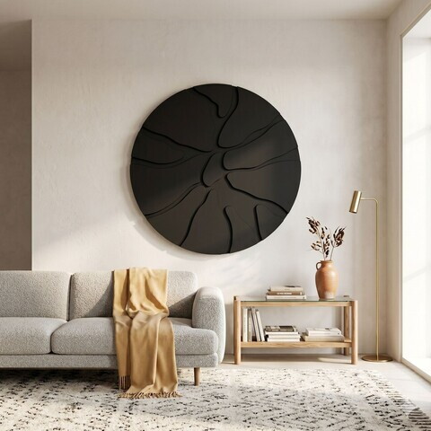 Tablou decorativ, Core Black, MDF, Dimensiune: 50 x 50 cm, Negru