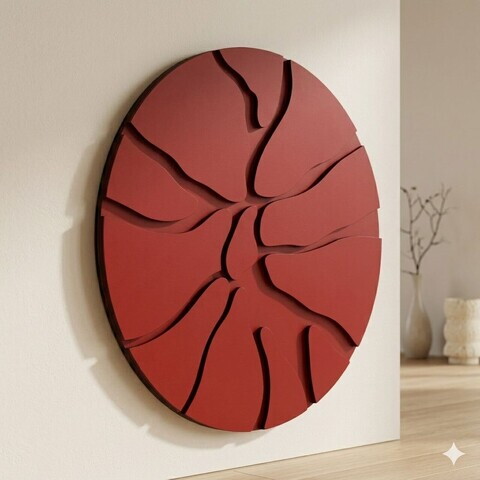 Tablou decorativ, Core Red, MDF, Dimensiune: 50 x 50 cm, Rosu