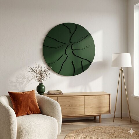 Tablou decorativ, Core Green, MDF, Dimensiune: 50 x 50 cm, Verde
