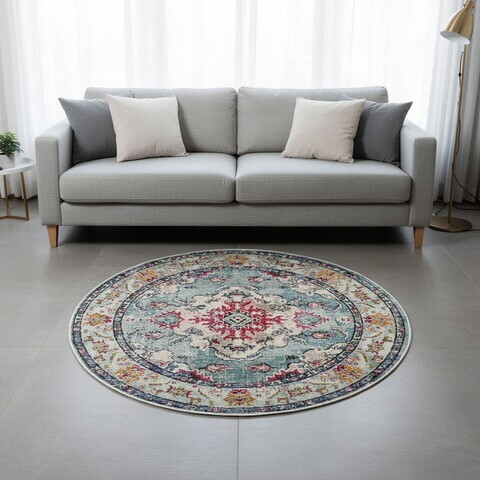 Covor, Woopamuk495, 90x90 cm, BUMBAC/POLIESTER, Turcoaz