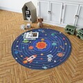 Covor, Woopamuk107, 150x150 cm, Bumbac/Poliester, Albastru navy