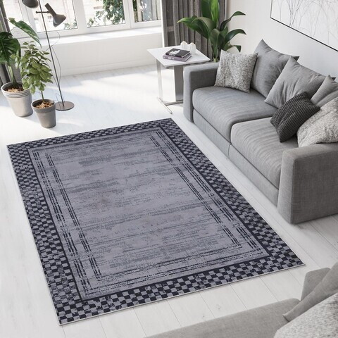 Covor, Woopamuk376, 120x180 cm, Bumbac/Poliester, Gri