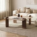 Masuta de cafea, Hanah Home, Marais, 90x35x90 cm, PAL, Travertin / Nuc