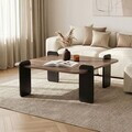 Masuta de cafea, Hanah Home, Marais, 90x35x90 cm, PAL, Nuc / Lemn negru