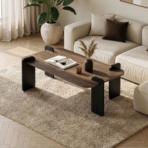 Masuta de cafea, Hanah Home, Renard, 120x35x60 cm, PAL, Nuc / Lemn negru