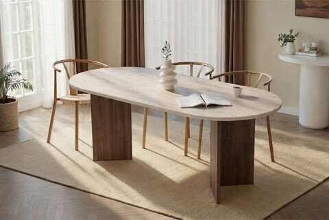 Masa, Hanah Home, Sabella, 200x75x90 cm, PAL, Travertin / Nuc Venezia