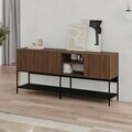 Consola, Hanah Home, Amira, 180x80x40 cm, PAL, Nuc Milano / Negru lemn / Negru
