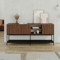Consola, Hanah Home, Amira, 180x80x40 cm, PAL, Nuc Milano / Negru lemn / Negru