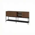 Consola, Hanah Home, Amira, 180x80x40 cm, PAL, Nuc Milano / Negru lemn / Negru