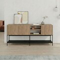 Consola, Hanah Home, Amira, 180x80x40 cm, PAL, Stejar Sepet / Lemn Negru / Negru