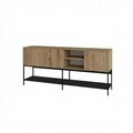 Consola, Hanah Home, Amira, 180x80x40 cm, PAL, Stejar Sepet / Lemn Negru / Negru