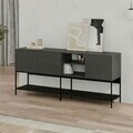 Consola, Hanah Home, Amira, 180x80x40 cm, PAL, Antracit / Negru lemn / Negru