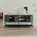 Consola, Hanah Home, Amira, 180x80x40 cm, PAL, Antracit / Negru lemn / Negru