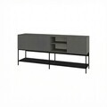 Consola, Hanah Home, Amira, 180x80x40 cm, PAL, Antracit / Negru lemn / Negru