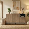 Consola, Hanah Home, Cailin 140, 140x80x41.8 cm, PAL, Stejar Sepet / Negru lemn / Gresie