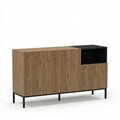 Consola, Hanah Home, Cailin 140, 140x80x41.8 cm, PAL, Stejar Sepet / Negru lemn / Gresie