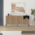 Consola, Hanah Home, Cailin 180, 180x80x41.8 cm, PAL, Stejar Sepet / Negru lemn / Gresie