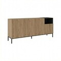 Consola, Hanah Home, Cailin 180, 180x80x41.8 cm, PAL, Stejar Sepet / Negru lemn / Gresie