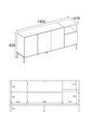 Consola, Hanah Home, Cailin 180, 180x80x41.8 cm, PAL, Stejar Sepet / Negru lemn / Gresie