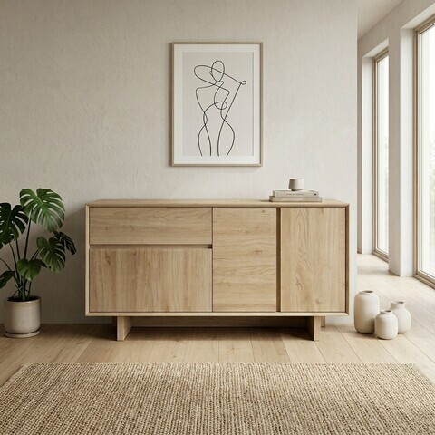 Consola, Hanah Home, Carpi, 146x76x45 cm, PAL, Maro