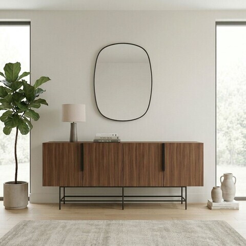 Consola, Hanah Home, Eldia, 200x77.9x40 cm, PAL, Nuc Milano / Negru