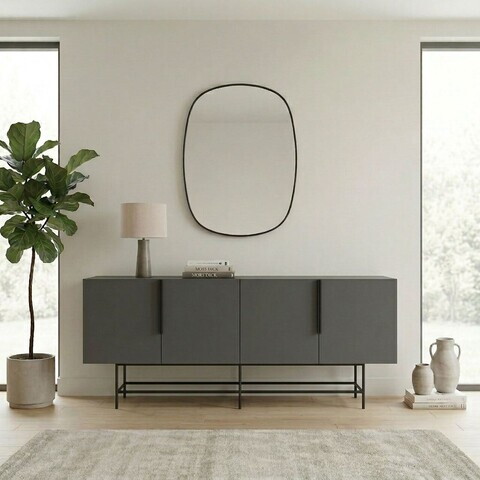 Consola, Hanah Home, Eldia, 200x77.9x40 cm, PAL, Antracit / Negru