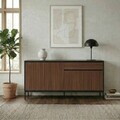 Consola, Hanah Home, Lorenza, 180x80x40 cm, PAL, Nuc Milano / Negru lemn / Negru