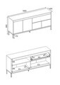 Consola, Hanah Home, Lorenza, 180x80x40 cm, PAL, Nuc Milano / Negru lemn / Negru