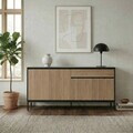 Consola, Hanah Home, Lorenza, 180x80x40 cm, PAL, Stejar Sepet / Lemn Negru / Negru