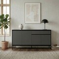 Consola, Hanah Home, Lorenza, 180x80x40 cm, PAL, Antracit / Negru lemn / Negru