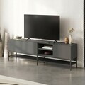 Comoda TV, Hanah Home, Amira, 180x55x35 cm, PAL, Antracit / Negru lemn / Negru